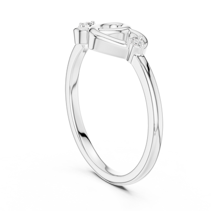 925 Silver Moissanite Interlocking Heart Ring 14K Gold Plated