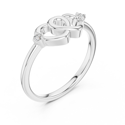 925 Silver Moissanite Interlocking Heart Ring 14K Gold Plated