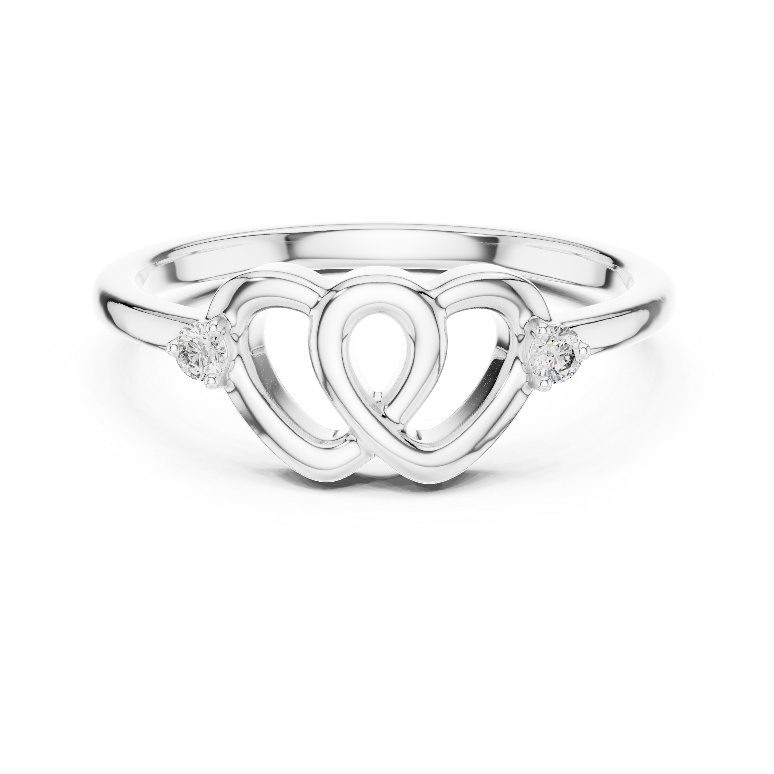 925 Silver Moissanite Interlocking Heart Ring 14K Gold Plated