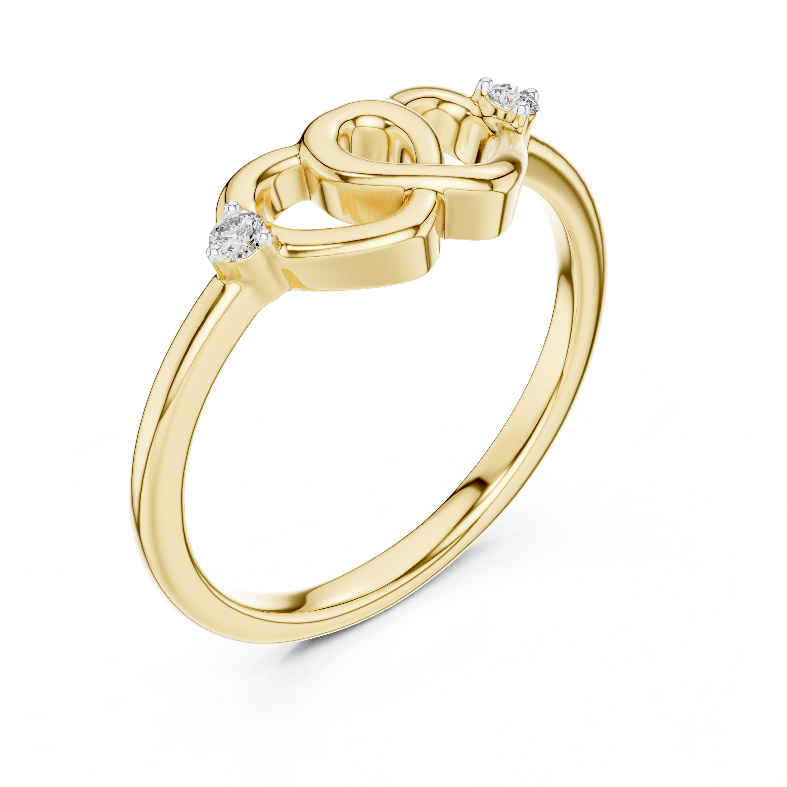 925 Silver Moissanite Interlocking Heart Ring 14K Gold Plated