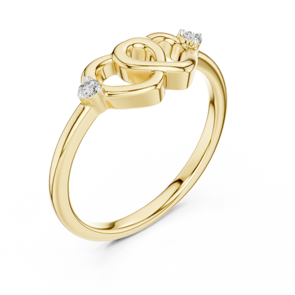 925 Silver Moissanite Interlocking Heart Ring 14K Gold Plated
