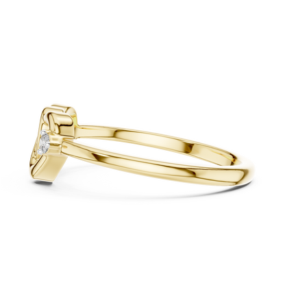 925 Silver Moissanite Interlocking Heart Ring 14K Gold Plated