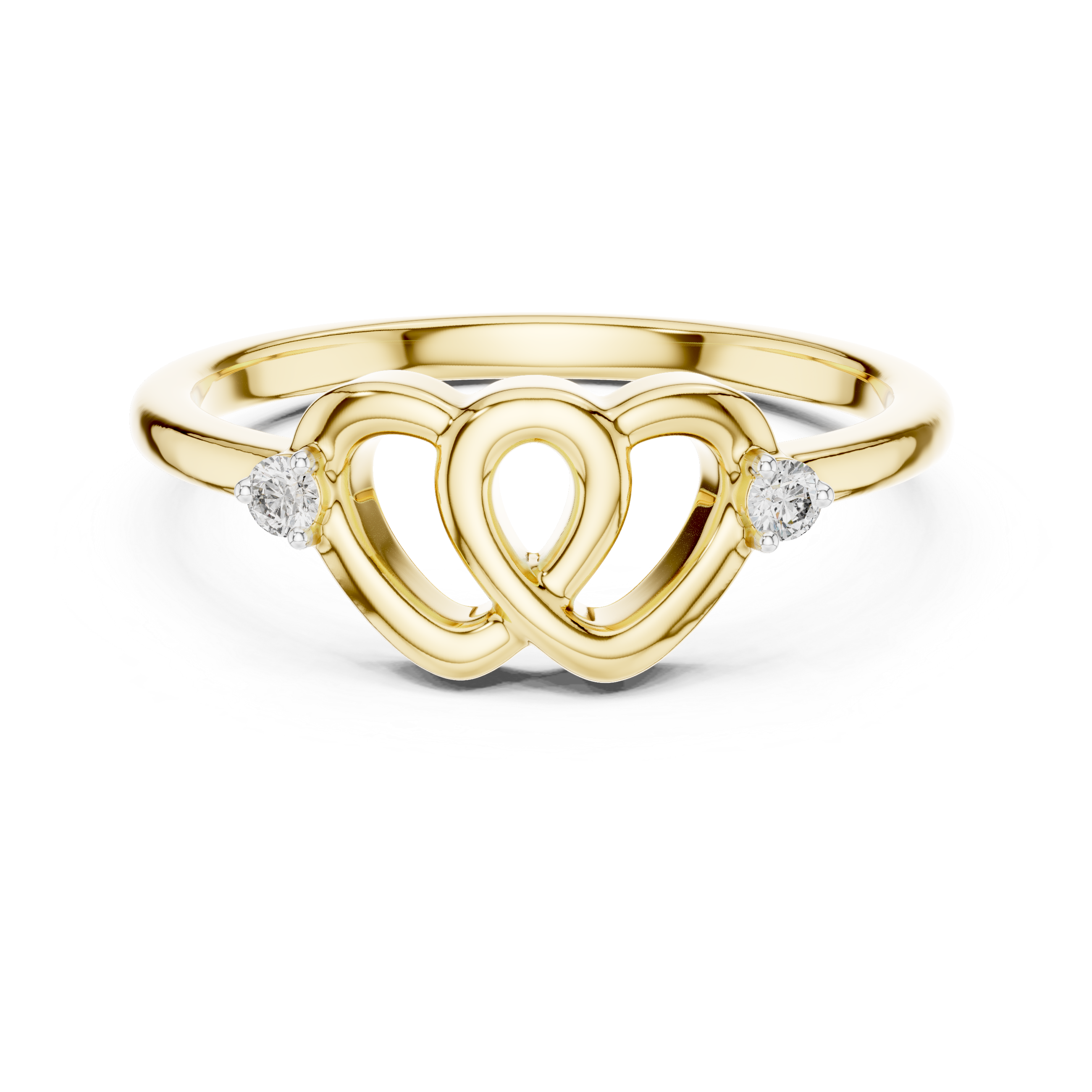 925 Silver Moissanite Interlocking Heart Ring 14K Gold Plated