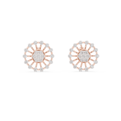925 Silver Moissanite Sunburst Wheel Style Stud Earrings – 14K Gold Plated