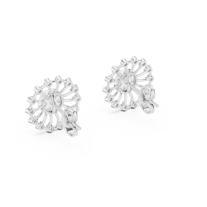 925 Silver Moissanite Sunburst Wheel Style Stud Earrings – 14K Gold Plated