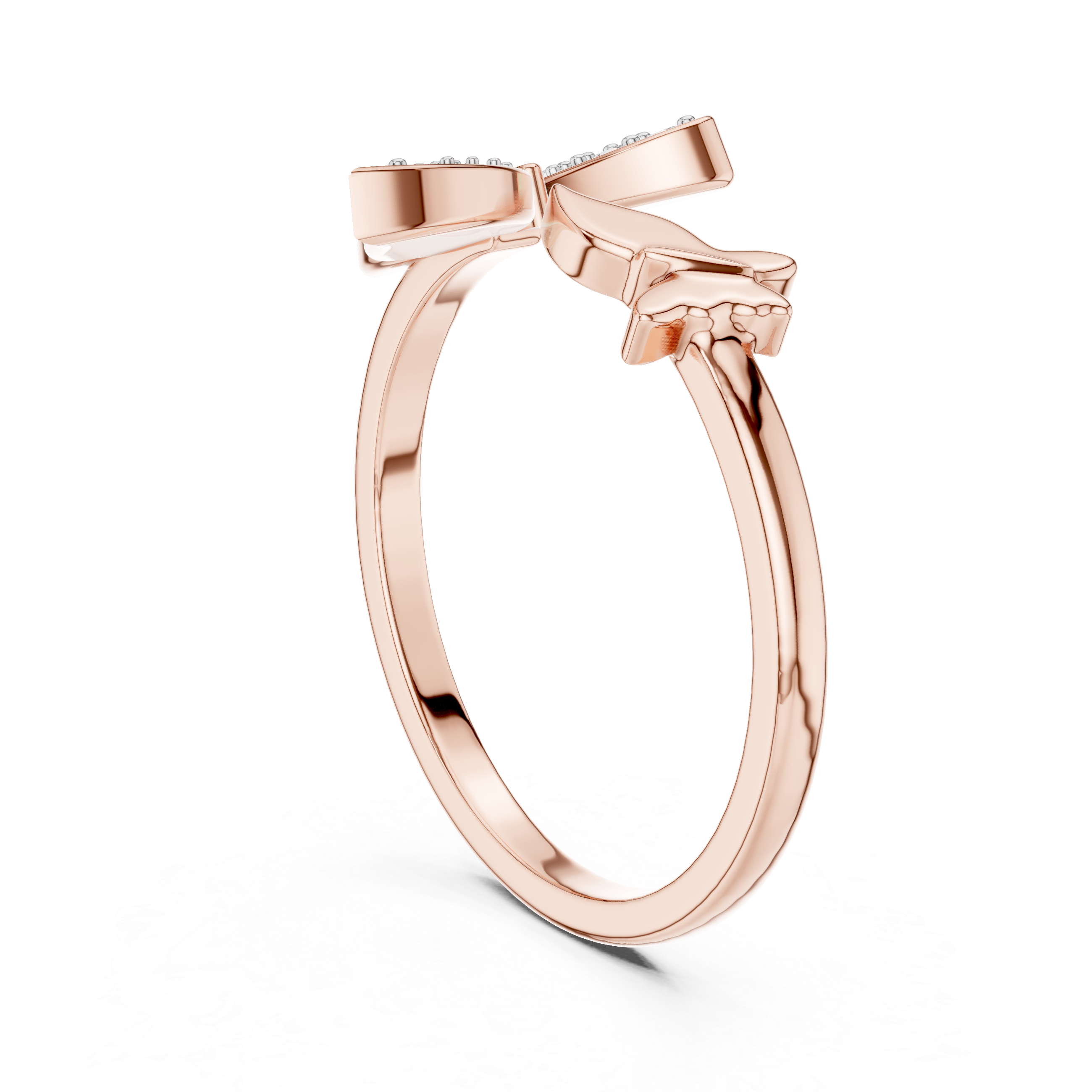 925 Silver Moissanite Pavé Butterfly Open Ring 14K Gold Plated
