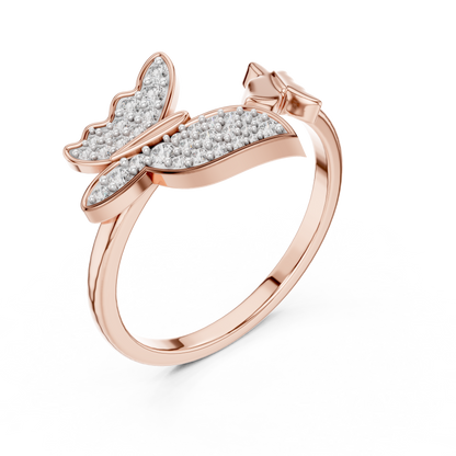 925 Silver Moissanite Pavé Butterfly Open Ring 14K Gold Plated