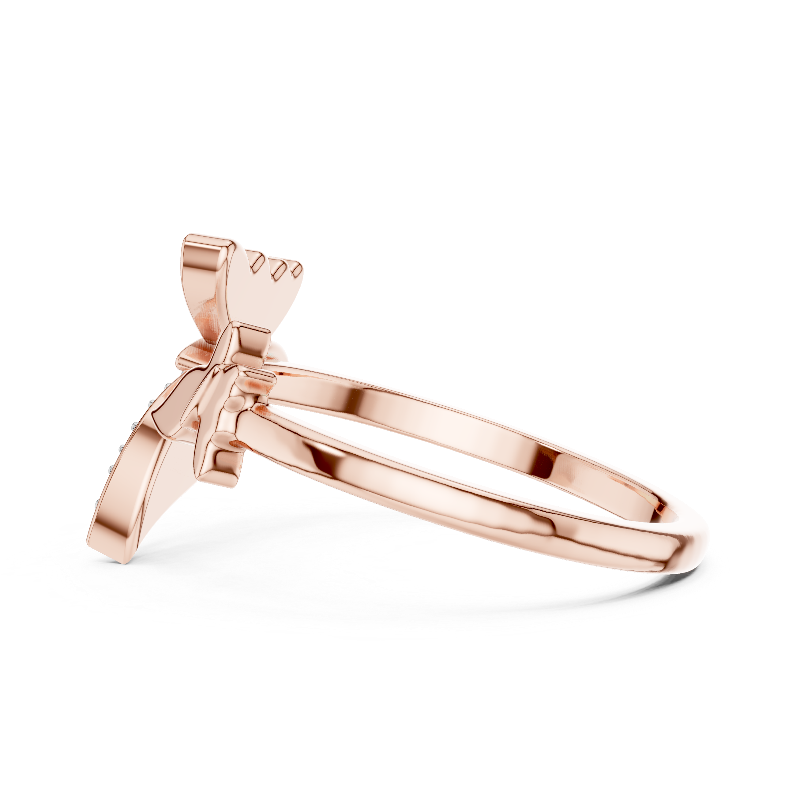 925 Silver Moissanite Pavé Butterfly Open Ring 14K Gold Plated