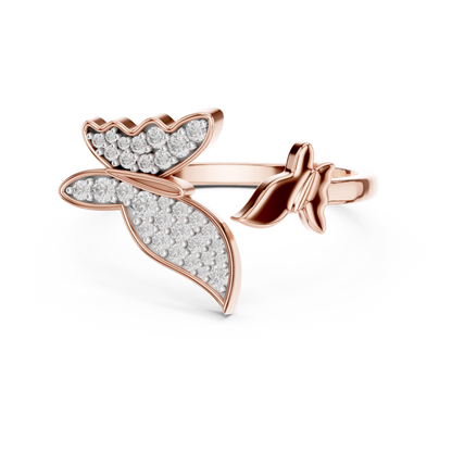 925 Silver Moissanite Pavé Butterfly Open Ring 14K Gold Plated