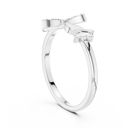 925 Silver Moissanite Pavé Butterfly Open Ring 14K Gold Plated