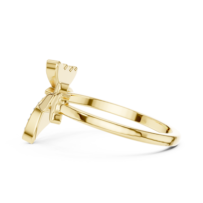 925 Silver Moissanite Pavé Butterfly Open Ring 14K Gold Plated