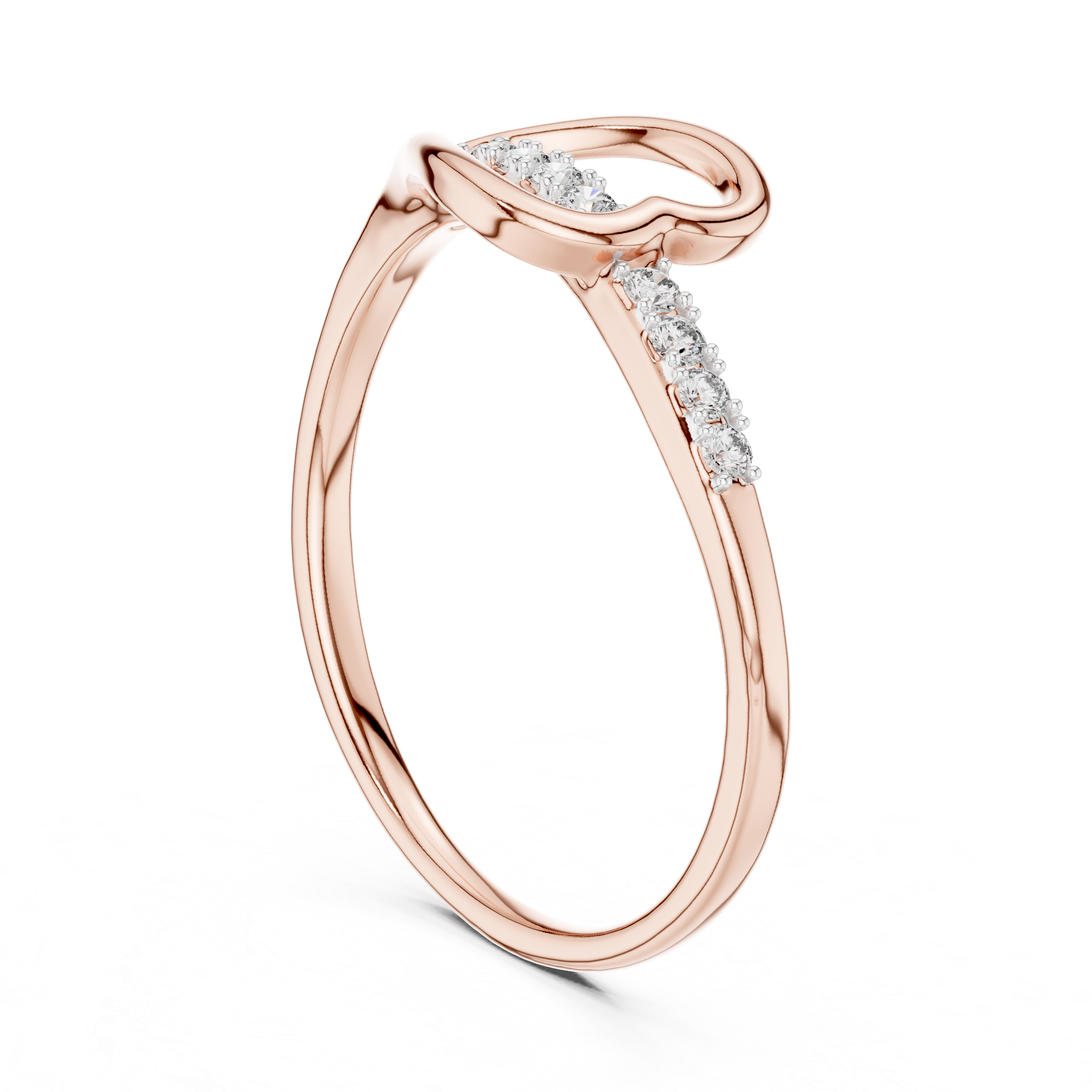 925 Silver Moissanite Heart Ring 14K Gold Plated
