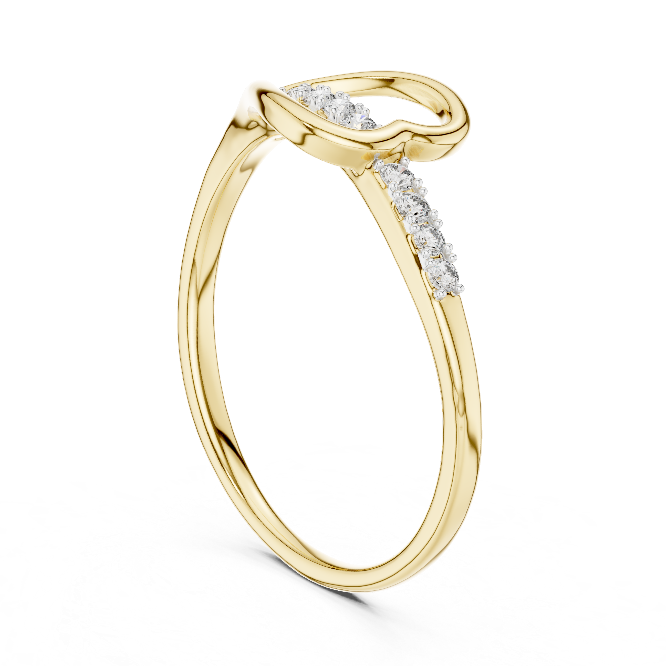 925 Silver Moissanite Heart Ring 14K Gold Plated