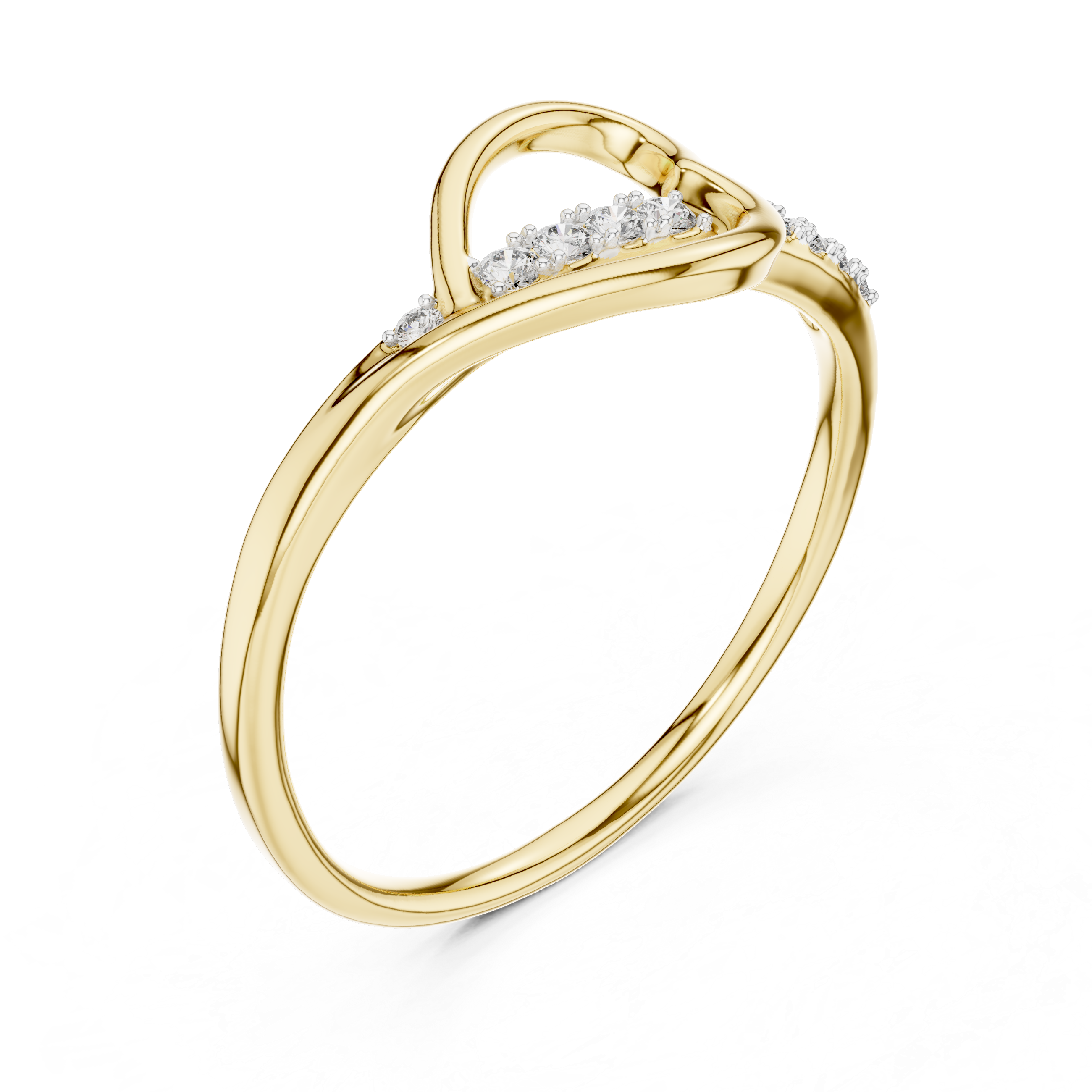925 Silver Moissanite Heart Ring 14K Gold Plated