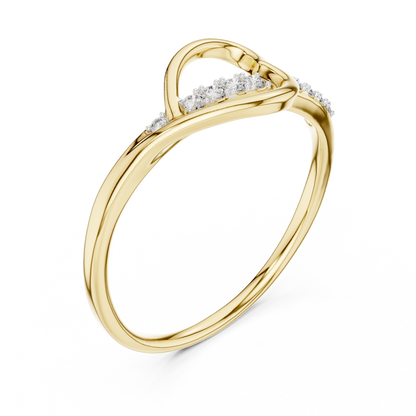 925 Silver Moissanite Heart Ring 14K Gold Plated