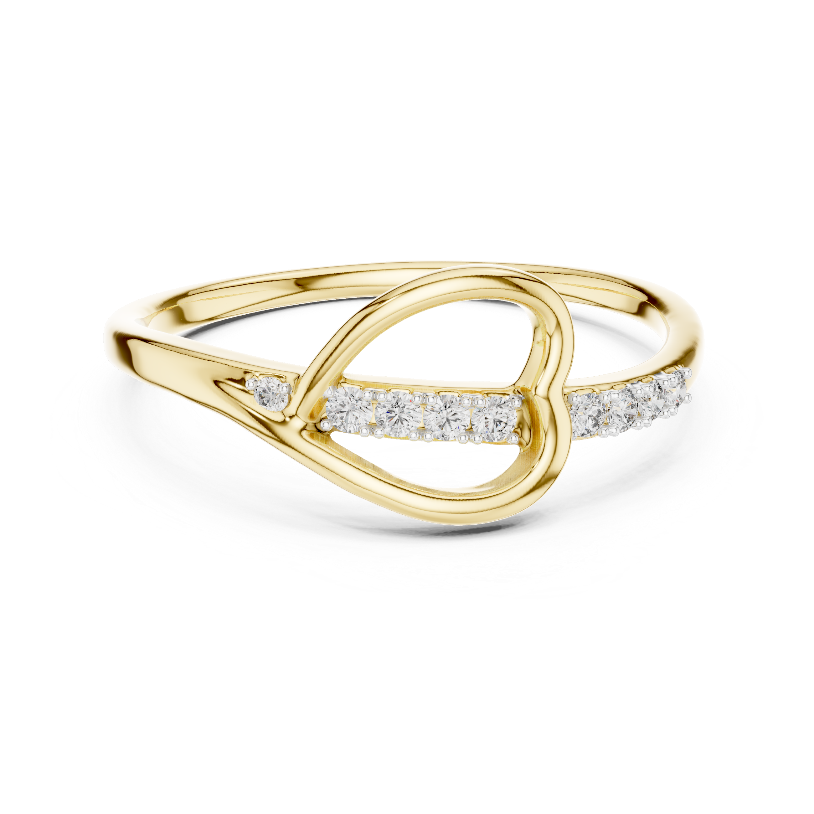 925 Silver Moissanite Heart Ring 14K Gold Plated