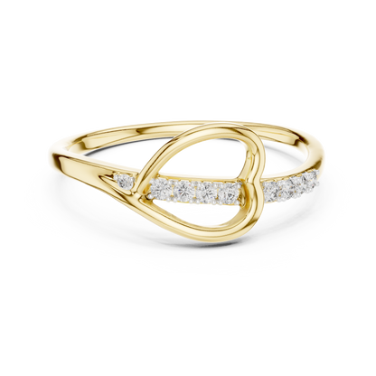 925 Silver Moissanite Heart Ring 14K Gold Plated