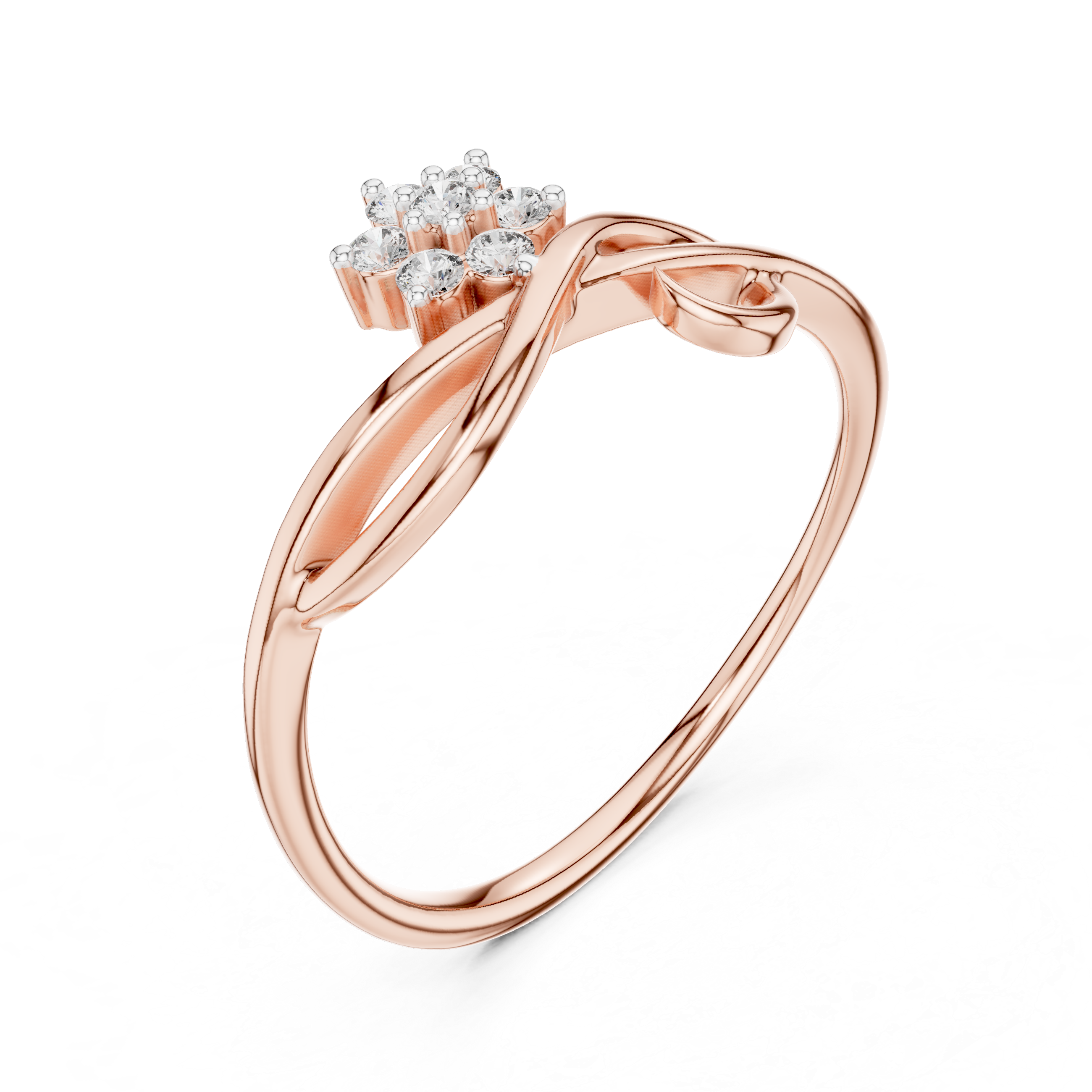 925 Silver Moissanite Floral Cluster Ring 14K Gold Plated