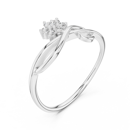 925 Silver Moissanite Floral Cluster Ring 14K Gold Plated