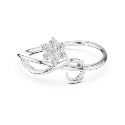 925 Silver Moissanite Floral Cluster Ring 14K Gold Plated