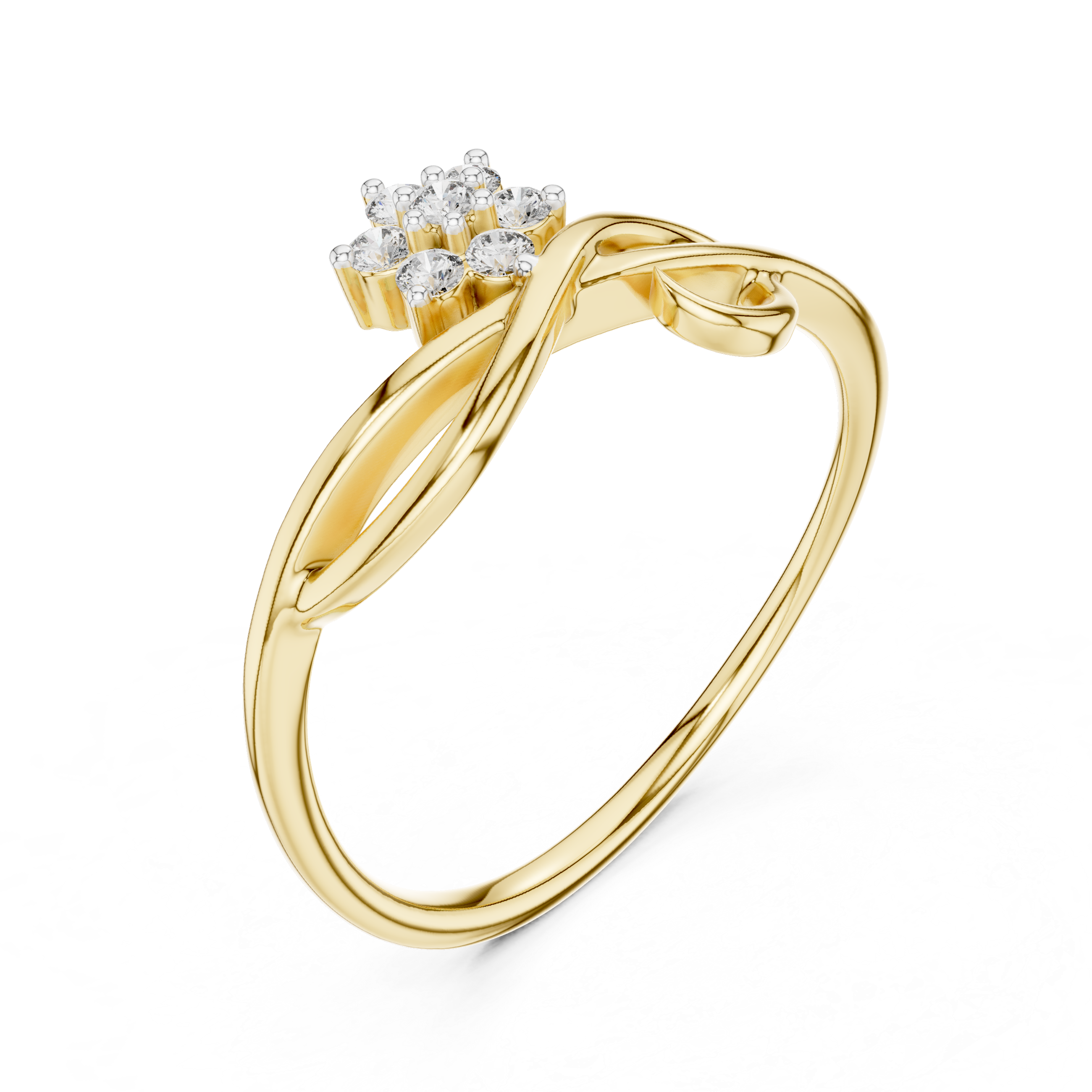 925 Silver Moissanite Floral Cluster Ring 14K Gold Plated