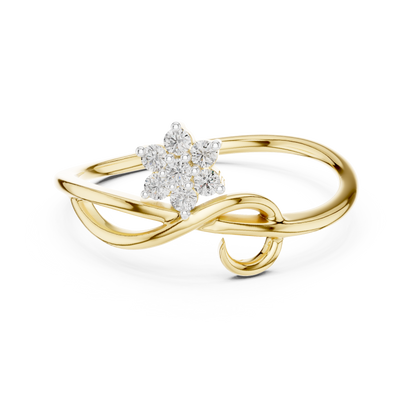 925 Silver Moissanite Floral Cluster Ring 14K Gold Plated
