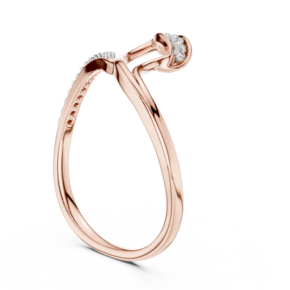925 Silver Moissanite Negative-Space Bypass Ring 14K Gold Plated