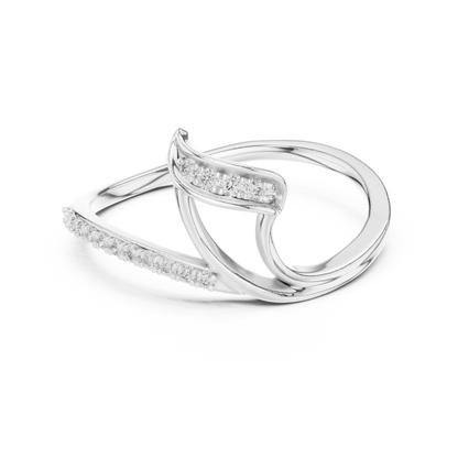 925 Silver Moissanite Negative-Space Bypass Ring 14K Gold Plated