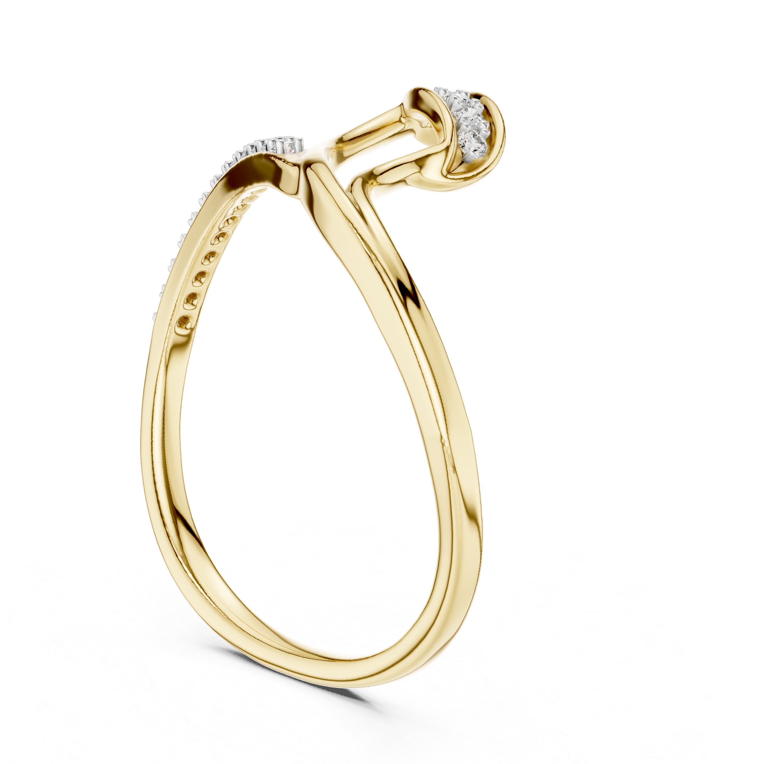925 Silver Moissanite Negative-Space Bypass Ring 14K Gold Plated