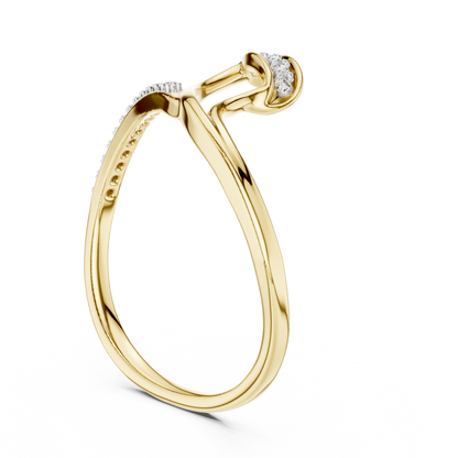 925 Silver Moissanite Negative-Space Bypass Ring 14K Gold Plated