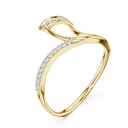 925 Silver Moissanite Negative-Space Bypass Ring 14K Gold Plated