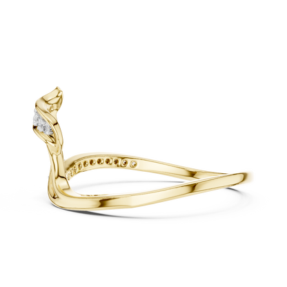 925 Silver Moissanite Negative-Space Bypass Ring 14K Gold Plated