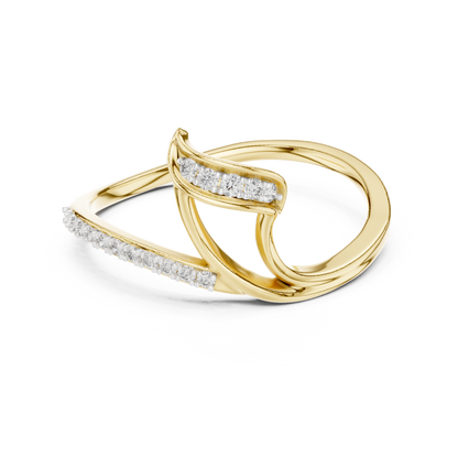 925 Silver Moissanite Negative-Space Bypass Ring 14K Gold Plated