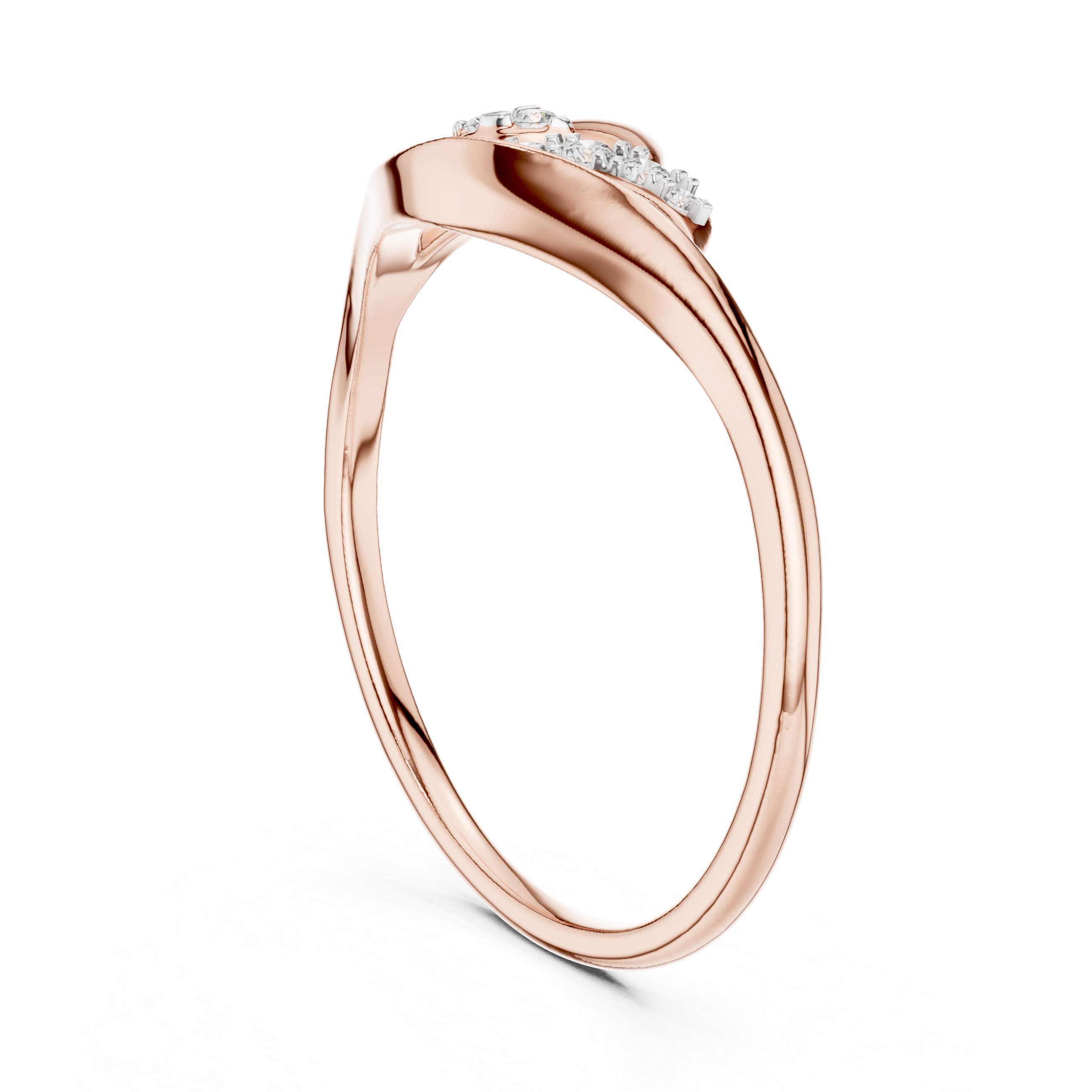 925 Silver Moissanite Botanical Leaf Bypass Ring 14K Gold Plated