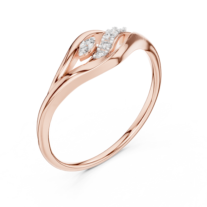 925 Silver Moissanite Botanical Leaf Bypass Ring 14K Gold Plated