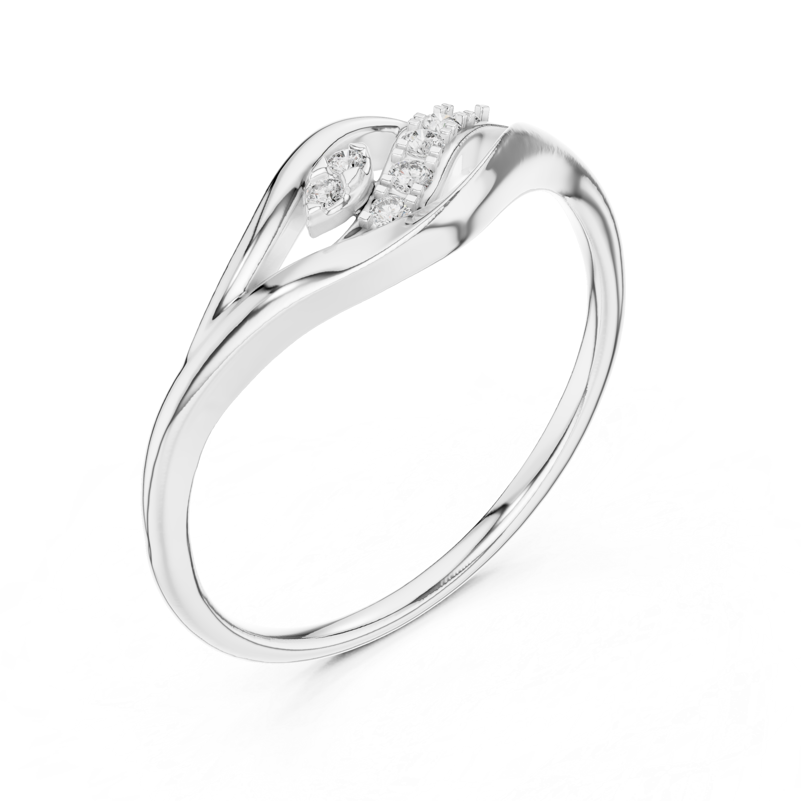 925 Silver Moissanite Botanical Leaf Bypass Ring 14K Gold Plated