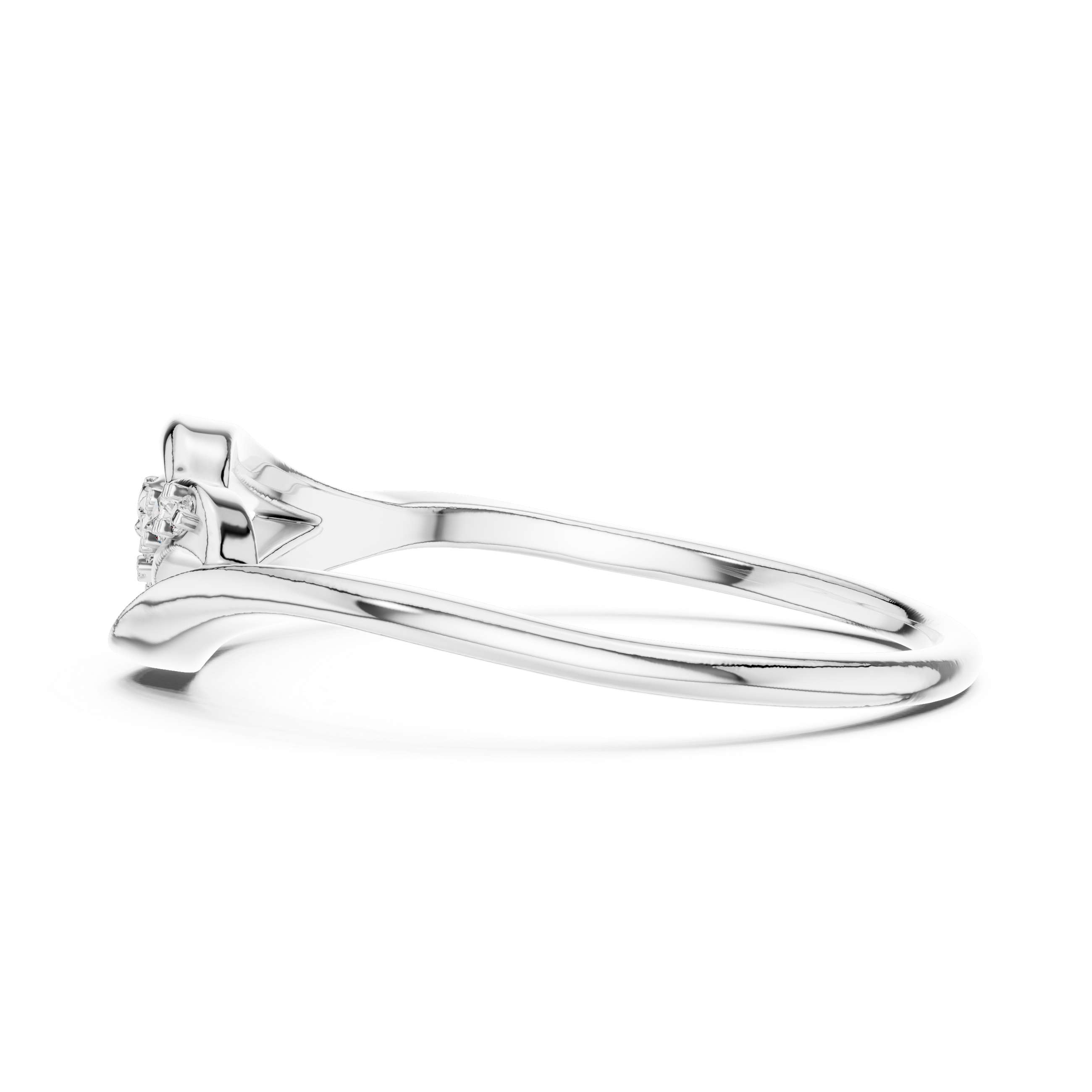 925 Silver Moissanite Botanical Leaf Bypass Ring 14K Gold Plated