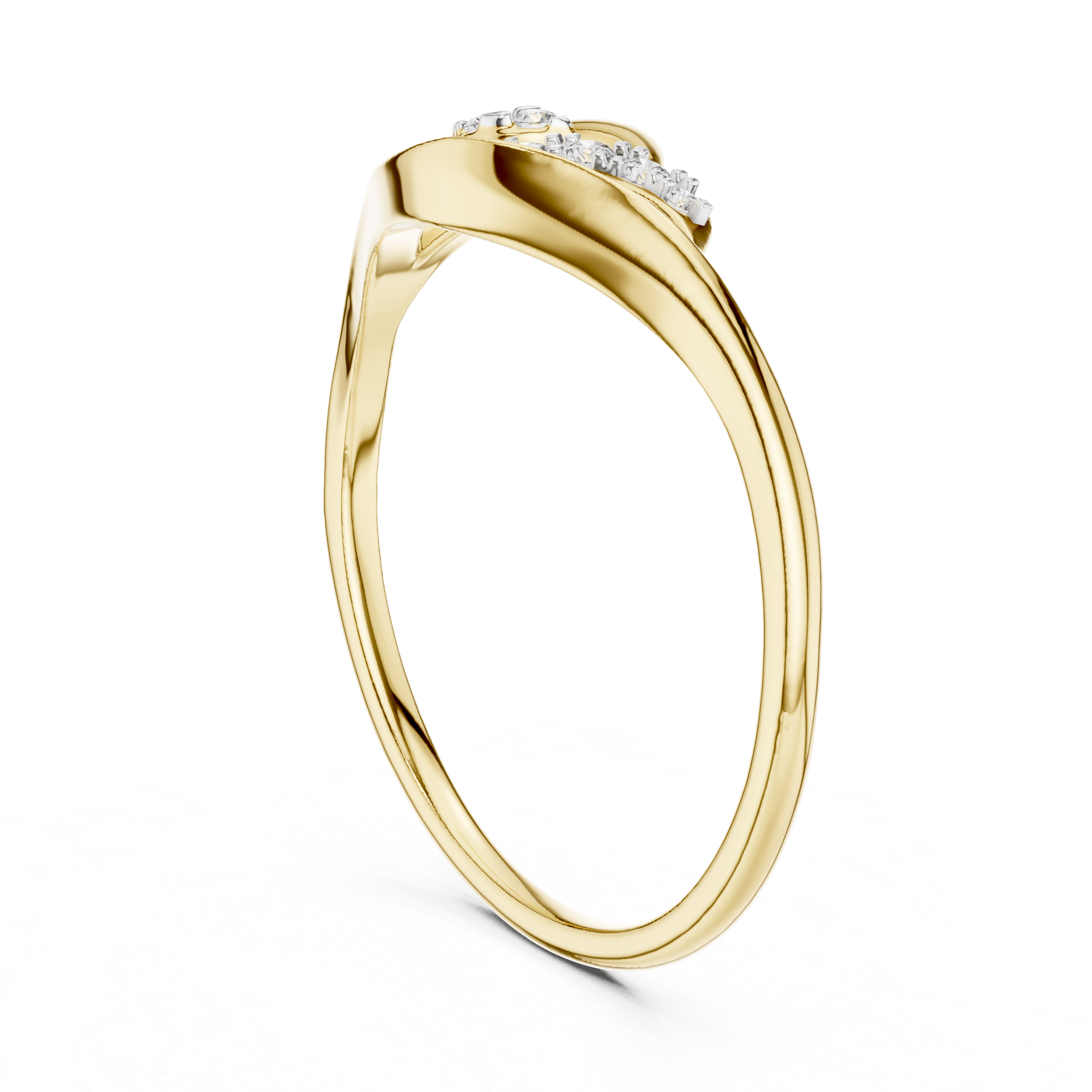 925 Silver Moissanite Botanical Leaf Bypass Ring 14K Gold Plated