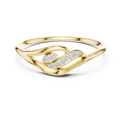 925 Silver Moissanite Botanical Leaf Bypass Ring 14K Gold Plated