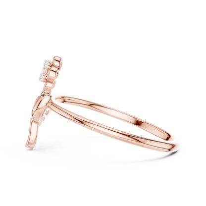 925 Silver Moissanite Botanical Flower Ring 14K Gold Plated