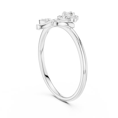 925 Silver Moissanite Botanical Flower Ring 14K Gold Plated