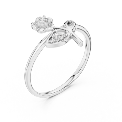 925 Silver Moissanite Botanical Flower Ring 14K Gold Plated