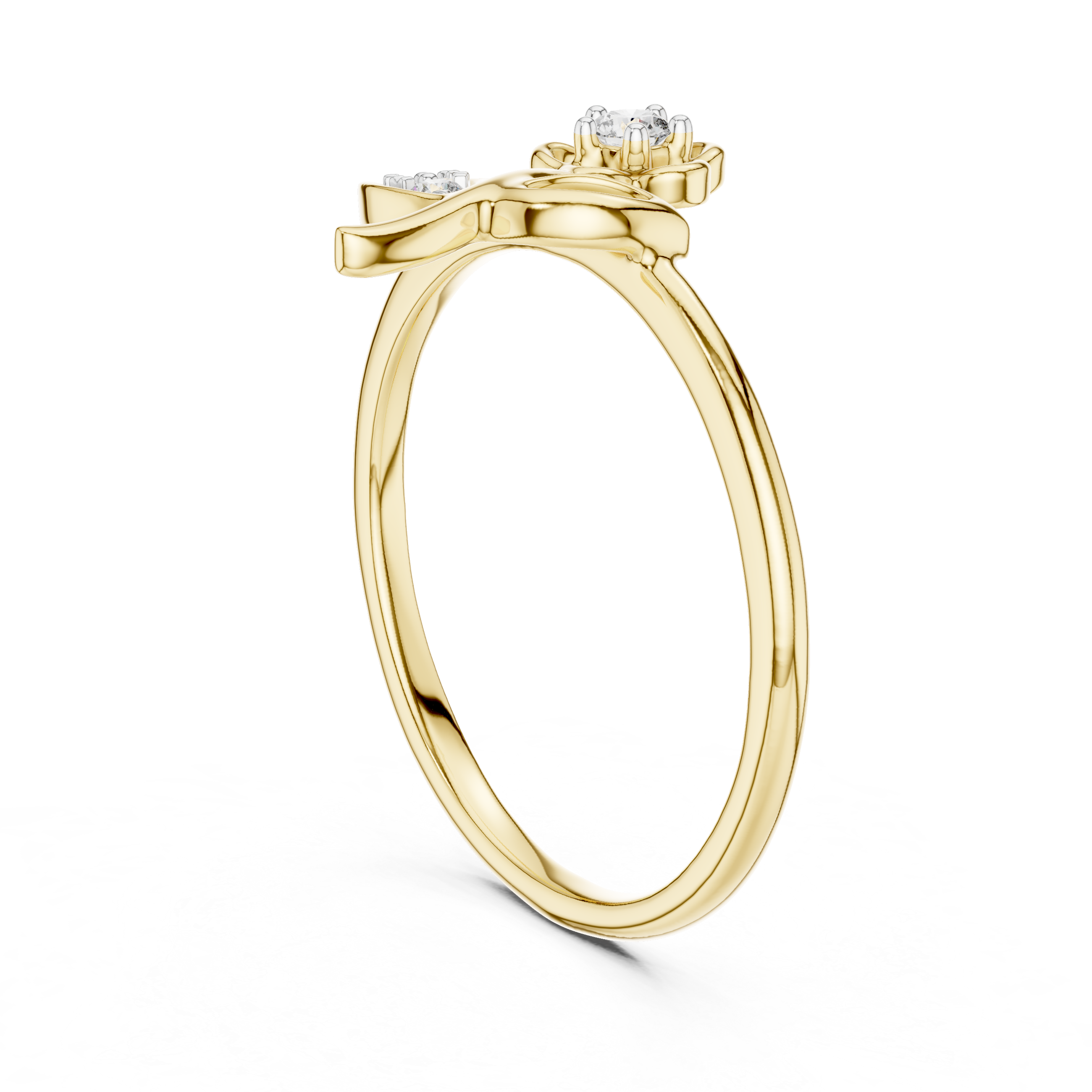 925 Silver Moissanite Botanical Flower Ring 14K Gold Plated