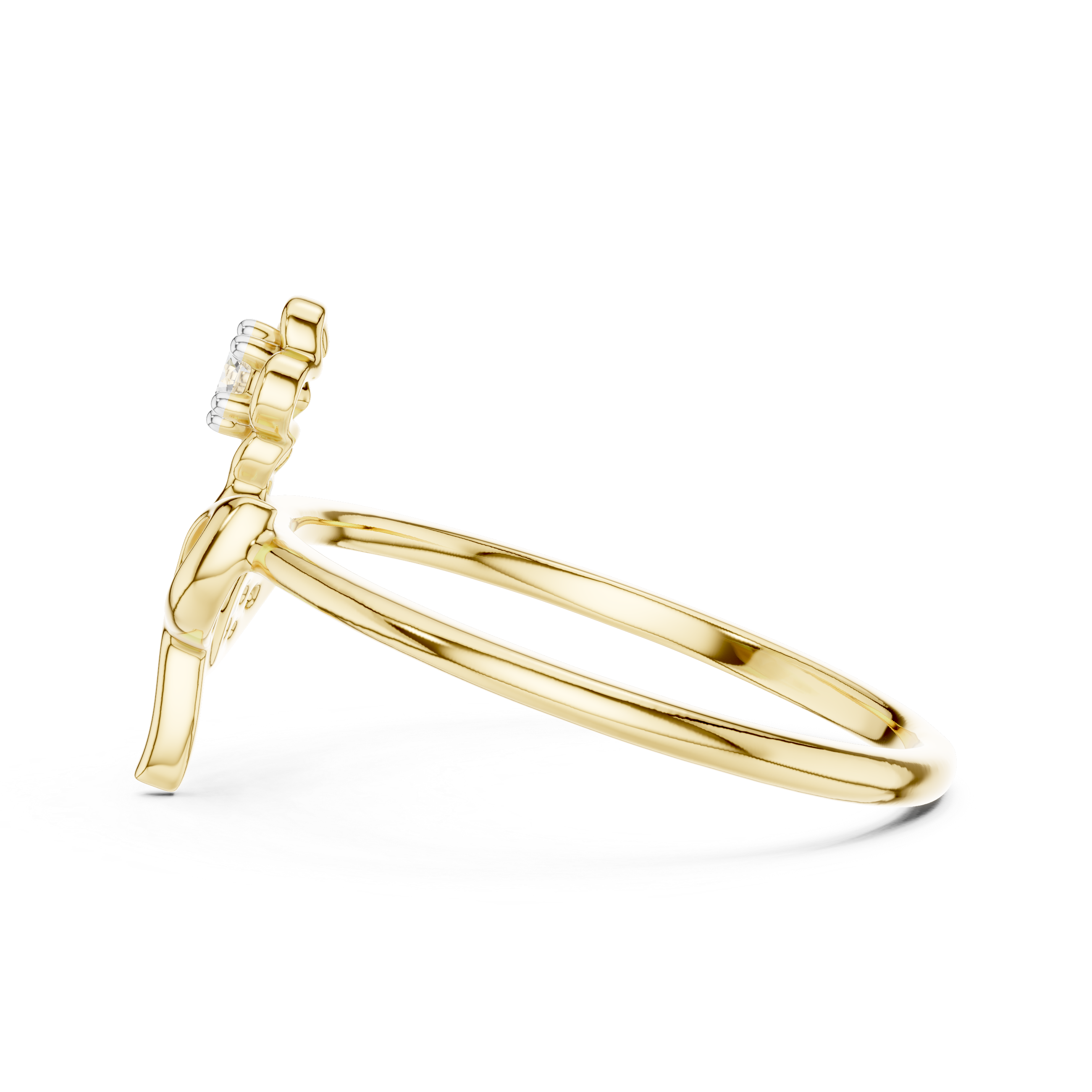 925 Silver Moissanite Botanical Flower Ring 14K Gold Plated