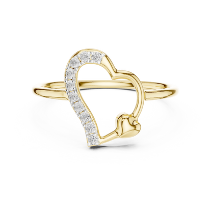 925 Silver Moissanite Heart Shape Ring 14K Gold Plated