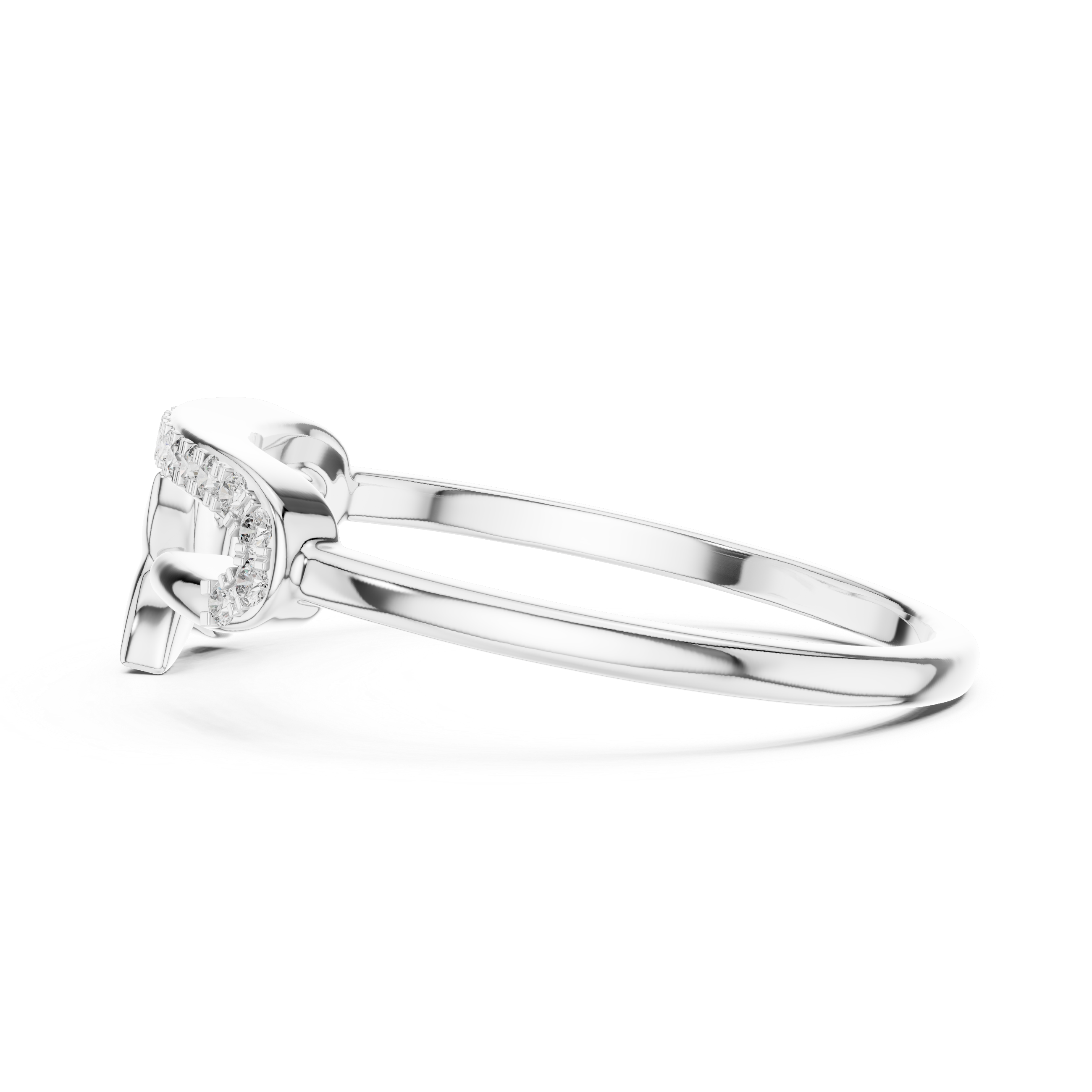 925 Silver Moissanite Safety Pin Open cuff Ring 14K Gold Plated