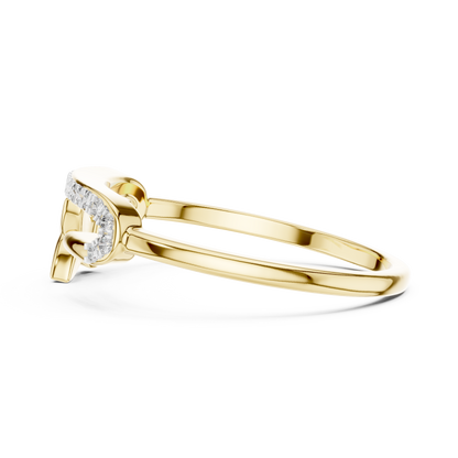 925 Silver Moissanite Safety Pin Open cuff Ring 14K Gold Plated