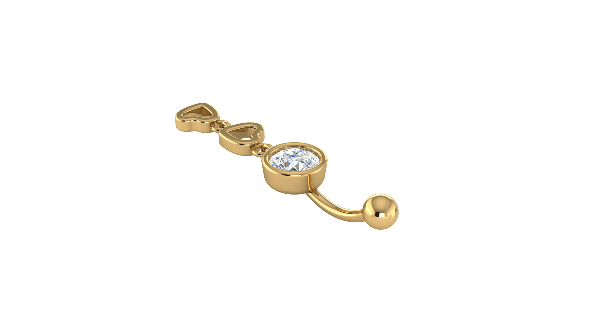 RKC JEWELRY Damen-Bauchnabelschmuck aus 925er Sterlingsilber, 14 Karat Gelbgold vergoldet, Produktgewicht: 1,10 g