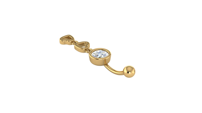 RKC JEWELRY Damen-Bauchnabelschmuck aus 925er Sterlingsilber, 14 Karat Gelbgold vergoldet, Produktgewicht: 1,10 g