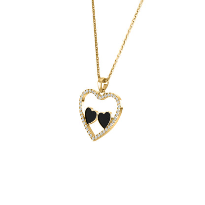 Ciondolo smaltato a cuore in moissanite da 0,36 ct RKC, argento 925, placcato oro rosa 14 carati, peso 3,80 GM, altezza 18,60 mm
